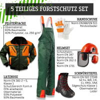 5tlg Forstschutzset Latzhose Stiefel Jacke Helmset Handschuhe