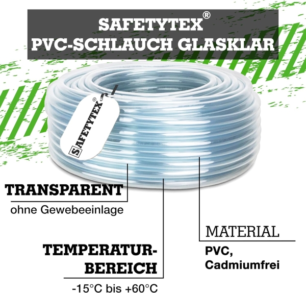 Transparenter PVC-Gewebeschlauch - feldtmann Innen-Ø x Außen-Ø 9/14 m,  41,90 €