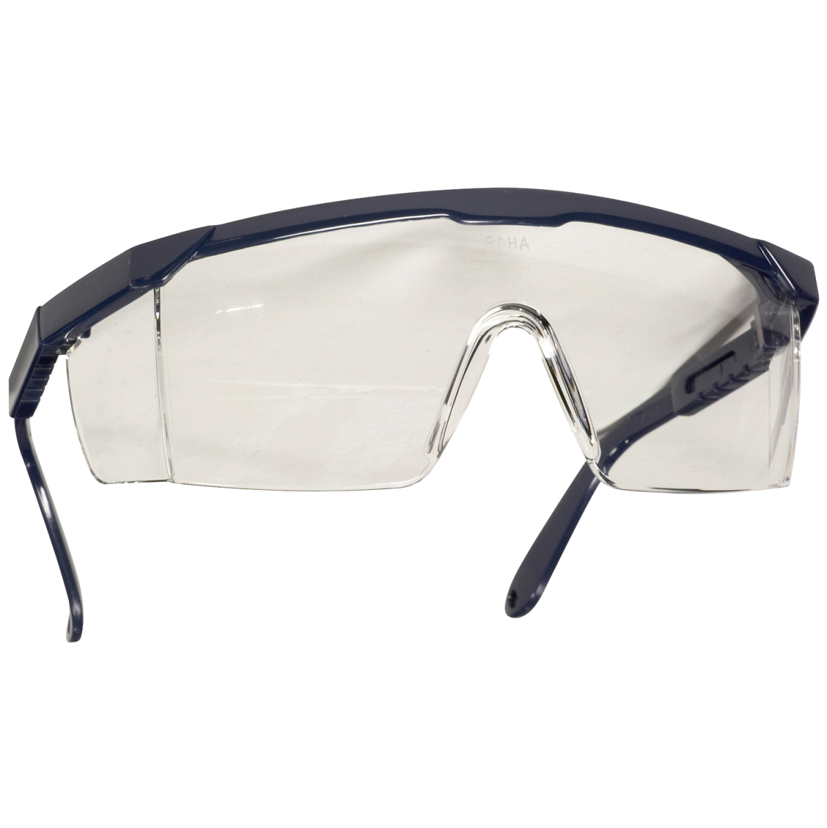 schutzbrille mit schwarzem rahmen und schwarzen bügeln 