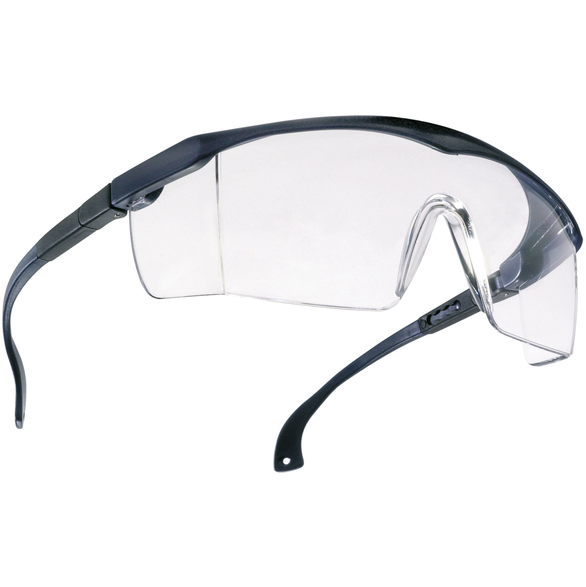 schutzbrille mit schwarzem rahmen und schwarzem bügel
