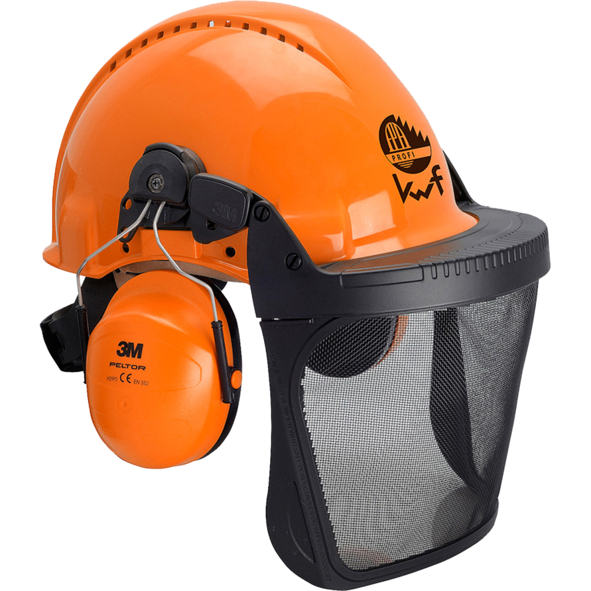 oranger forstschutz schutzhelm  mit kapselgehörschutz und visier