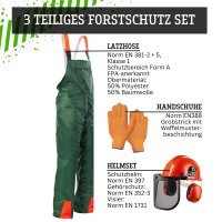 3tlg Forstschutz Set Latzhose Helm Handschuhe