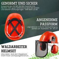 3tlg Forstschutz Set Latzhose Helm Handschuhe