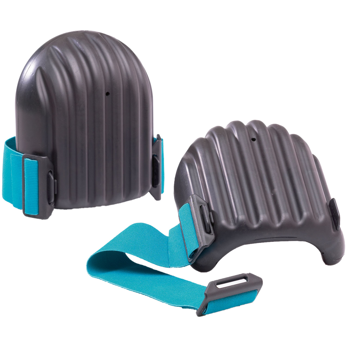 knieschoner schale top in schwarz mit blauem strechband für einen hohen tragekomfort