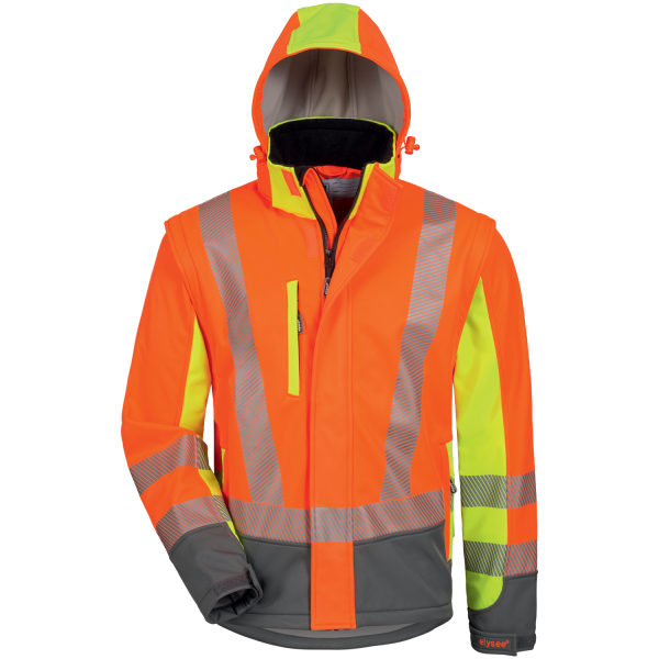 2in1 Warnschutz Softshell Jacke ATANAS orange/gelb/grau - Elysee®