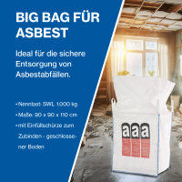 BIG BAG f&uuml;r Asbest 90 x 90 x 110 cm SWL 1.000 kg (8474) - Safetytex&reg;