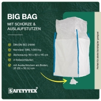 Big Bag mit Sch&uuml;rze &amp; Auslaufstutzen 90 x 90 x 115 cm SWL 1000kg (8473) - Safetytex&reg;