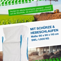 Big Bag mit Sch&uuml;rze 90 x 90 x 110 cm SWL 1.000 kg (8475) - Safetytex&reg;