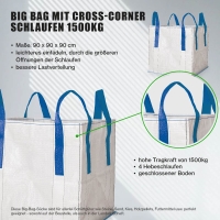 Big Bag mit Cross-Corner Schlaufen 90 x 90 x 90 cm SWL 1500kg (84688) - Safetxtex&reg;