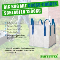 Big Bag mit Cross-Corner Schlaufen 90 x 90 x 90 cm SWL 1500kg (84688) - Safetxtex&reg;
