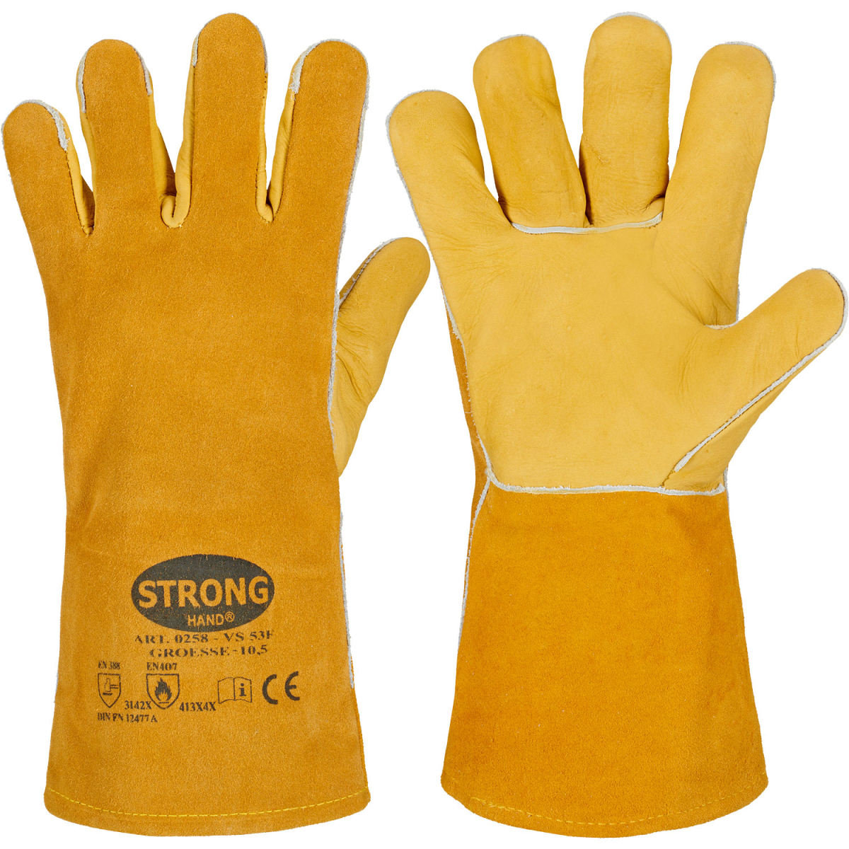 24 Paar Arbeitsschutz-Handschuhe Größe:10,5 aus Rind-/Spaltleder EN388-CAT.2 CE 