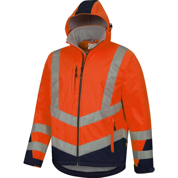 Warnschutz Softshell Jacke orange/marine KLINKEN - Safetytex®