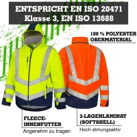 Warnschutz Softshell Jacke gelb/marine TRAMM - Safetytex&reg;