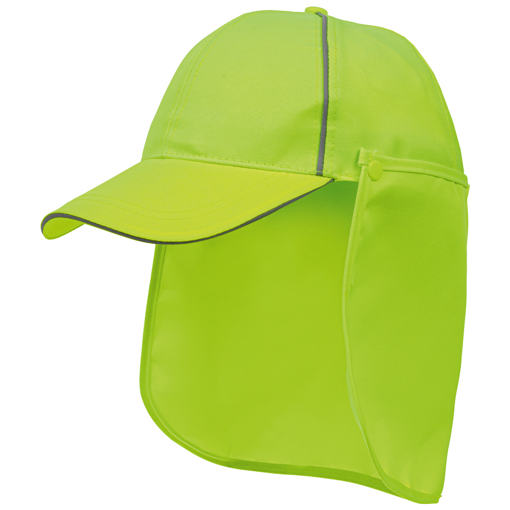 arbeits cap mit uv schutz und nackenschutz in leuchtendem gelb